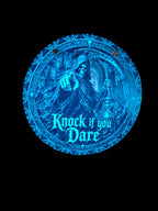 Knock If You Dare Glow In The Dark Metal Round Hanging Door Sign
