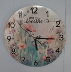 Floral Just Breathe Aluminum Wall Clock