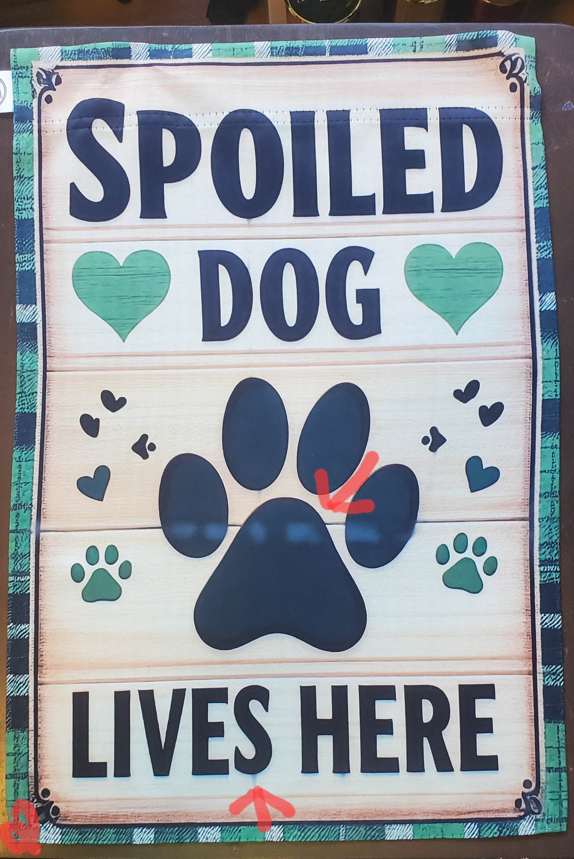 Spoiled Dog Lives Here Garden Flag  DEFECT