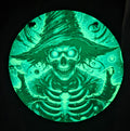 Skeleton Witch Glow In The Dark Metal Door Sign