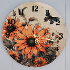 Sunflowers and Butterflies Aluminum Wall Clock