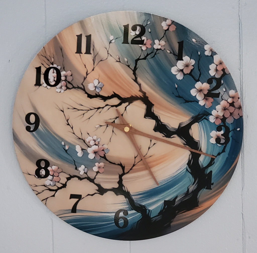 Cherry Blossom Branch Aluminum Wall Clock - Clock