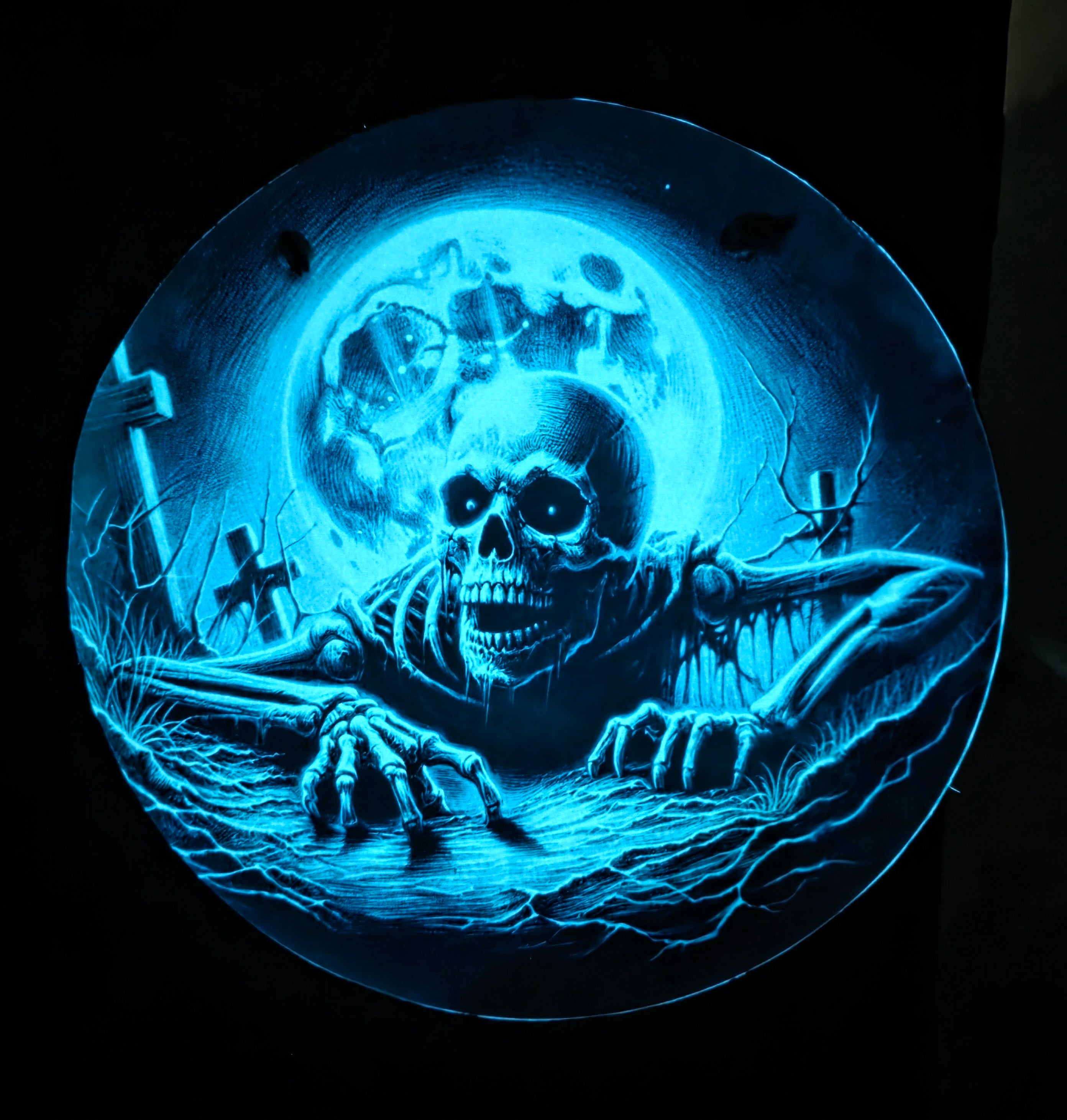 Crawling Skeleton Glow In The Dark Metal Door Sign