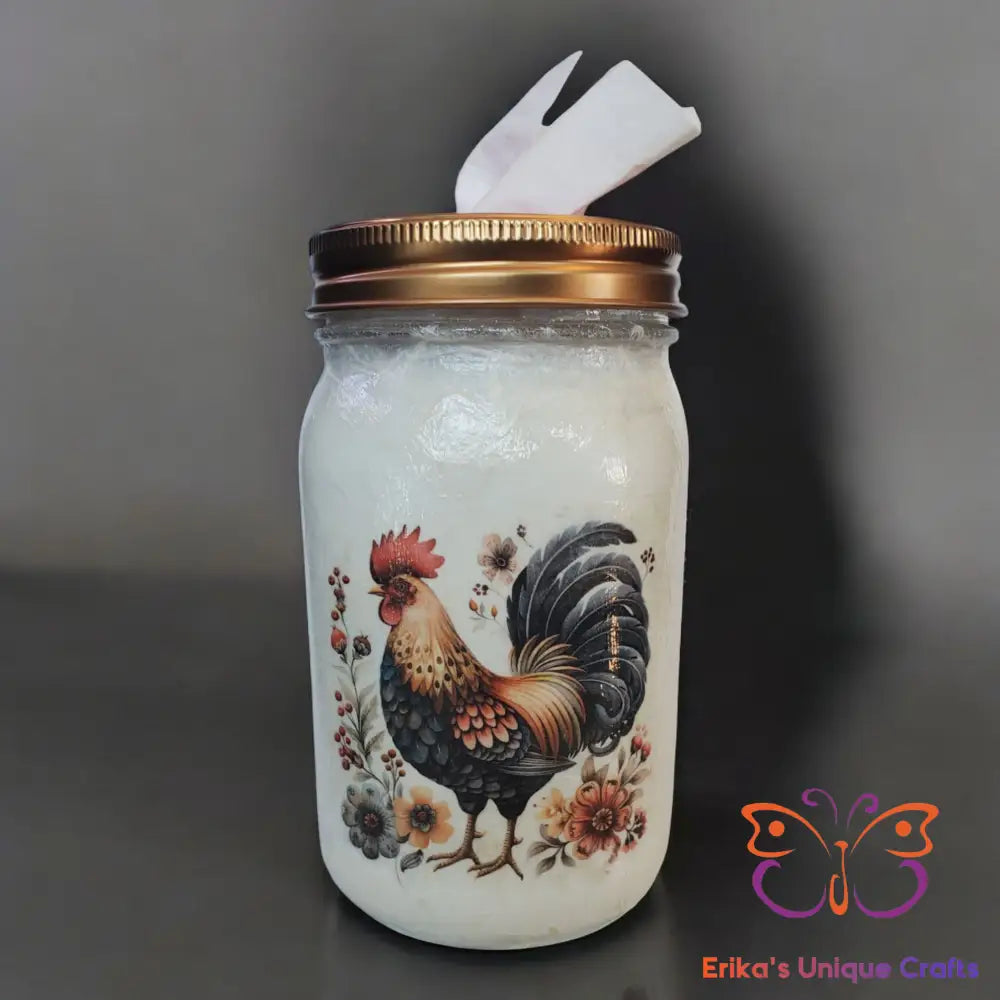 Rooster Mason Jar 32 Oz Tissue Dispenser Mason Jar