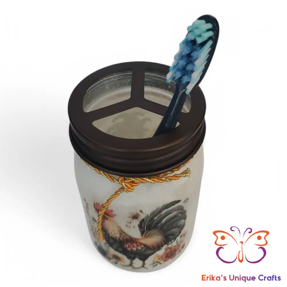 Rooster Mason Jar Toothbrush Holder Mason Jar