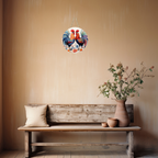 Roosters and Flowers Round Hanging Door Sign - Door Sign