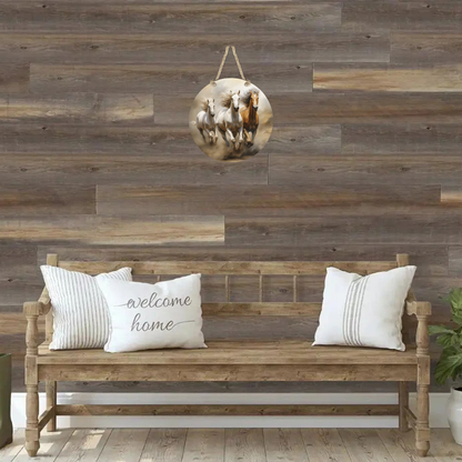 Running Horses Round Hanging Door Sign - Door Sign