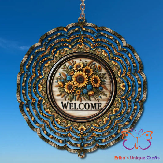 Rustic Floral Welcome Wind Spinner Wind Spinner