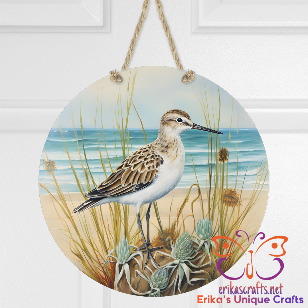 Sand Piper Round Hanging Door Sign - Door Sign