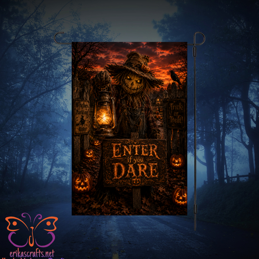 Scarecrow Enter If You Dare Garden Flag