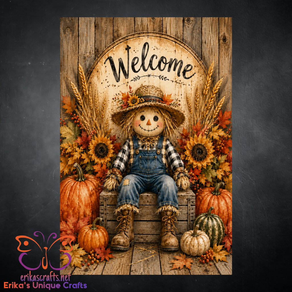 Fall Scarecrow Welcome Garden Flag