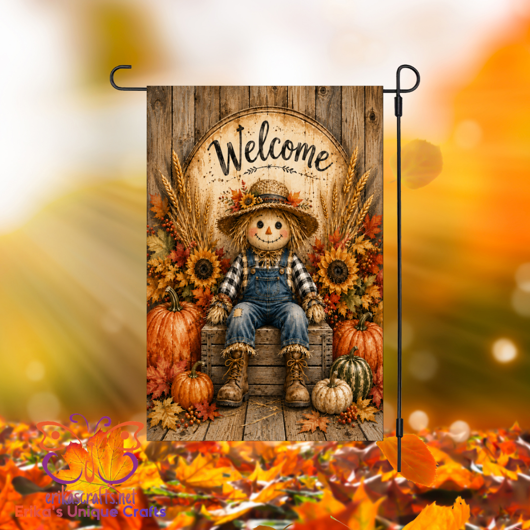 Fall Scarecrow Welcome Garden Flag
