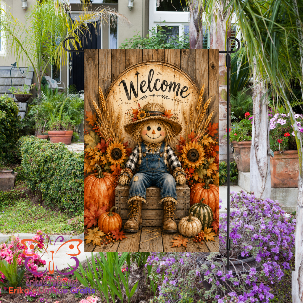 Fall Scarecrow Welcome Garden Flag