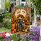 Fall Scarecrow Welcome Garden Flag