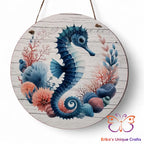 Seahorse Round Hanging Door Sign Door Sign