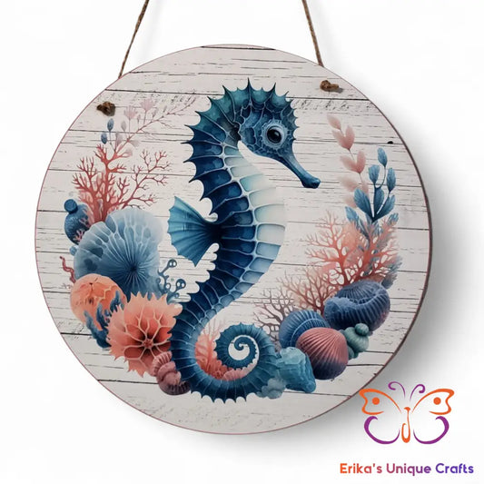 Seahorse Round Hanging Door Sign Door Sign