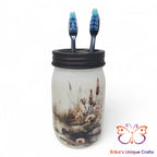 Serene Pond Mason Jar Toothbrush Holder Mason Jar