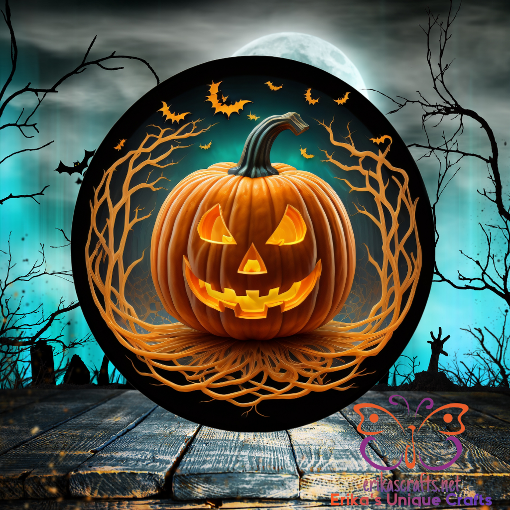 Spooky Jack O Lantern Metal Door Sign