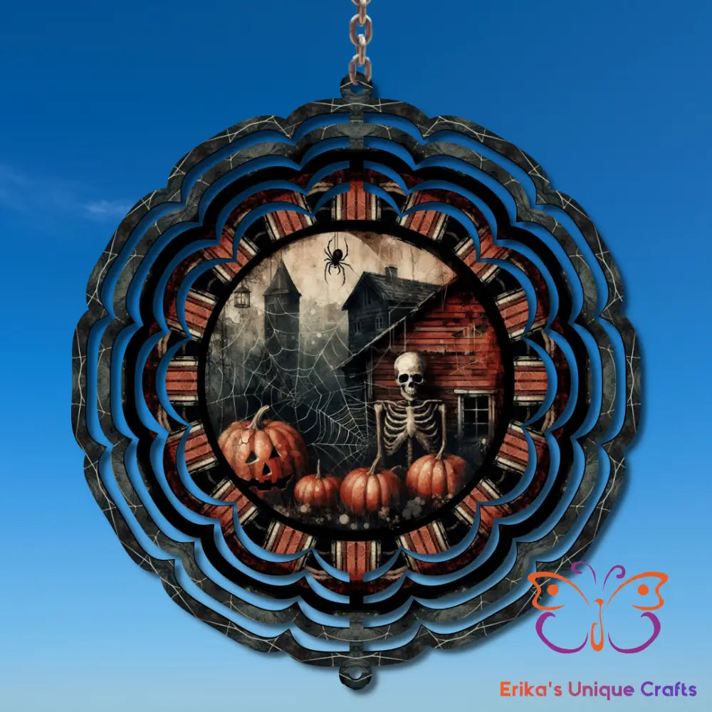 Skeleton and Pumpkins Wind Spinner Wind Spinner