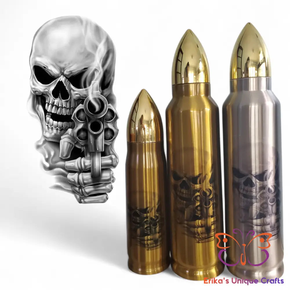 Skull and Revolver Bullet Thermos