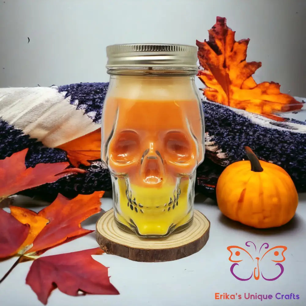 Skull Mason Jar Candles 3 scents / Candy Corn / Parasoy Candles