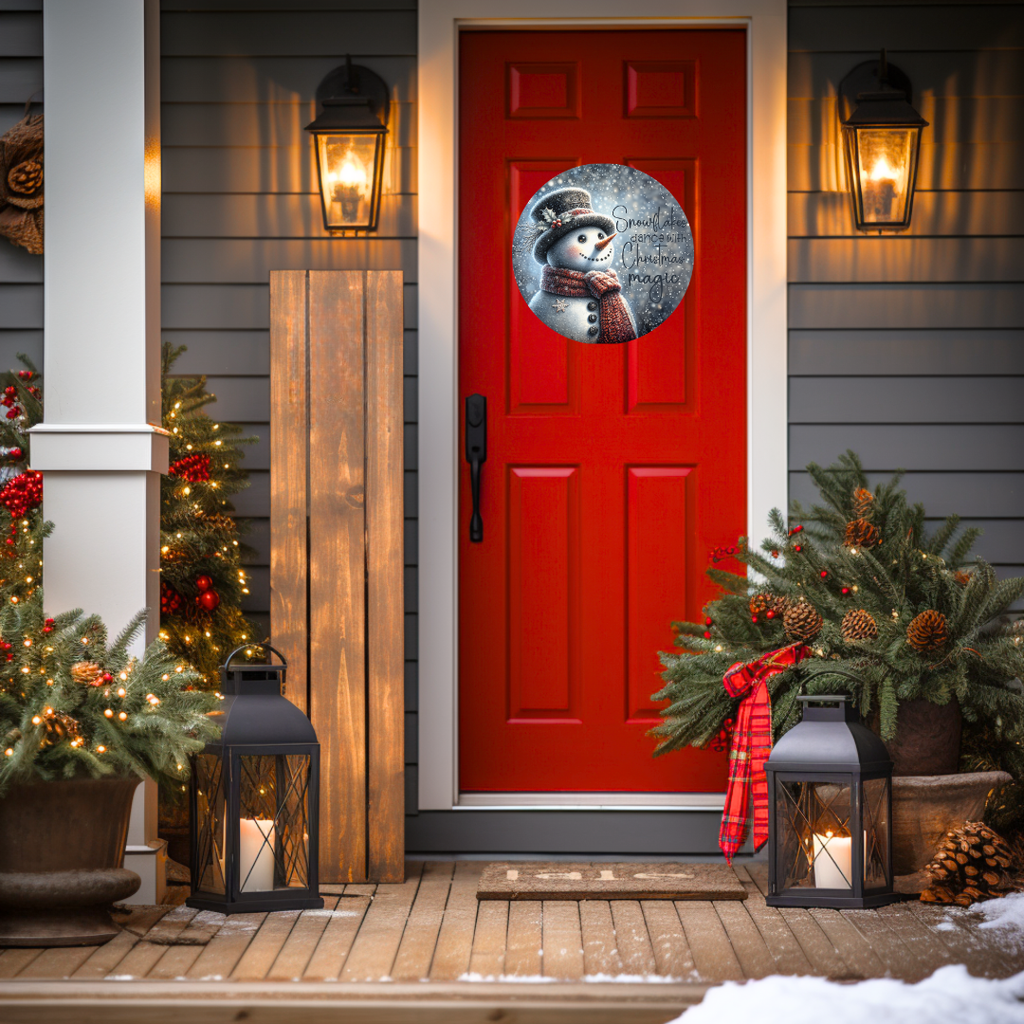 Snowman Magic Of Christmas Round Hanging Door Sign - Door