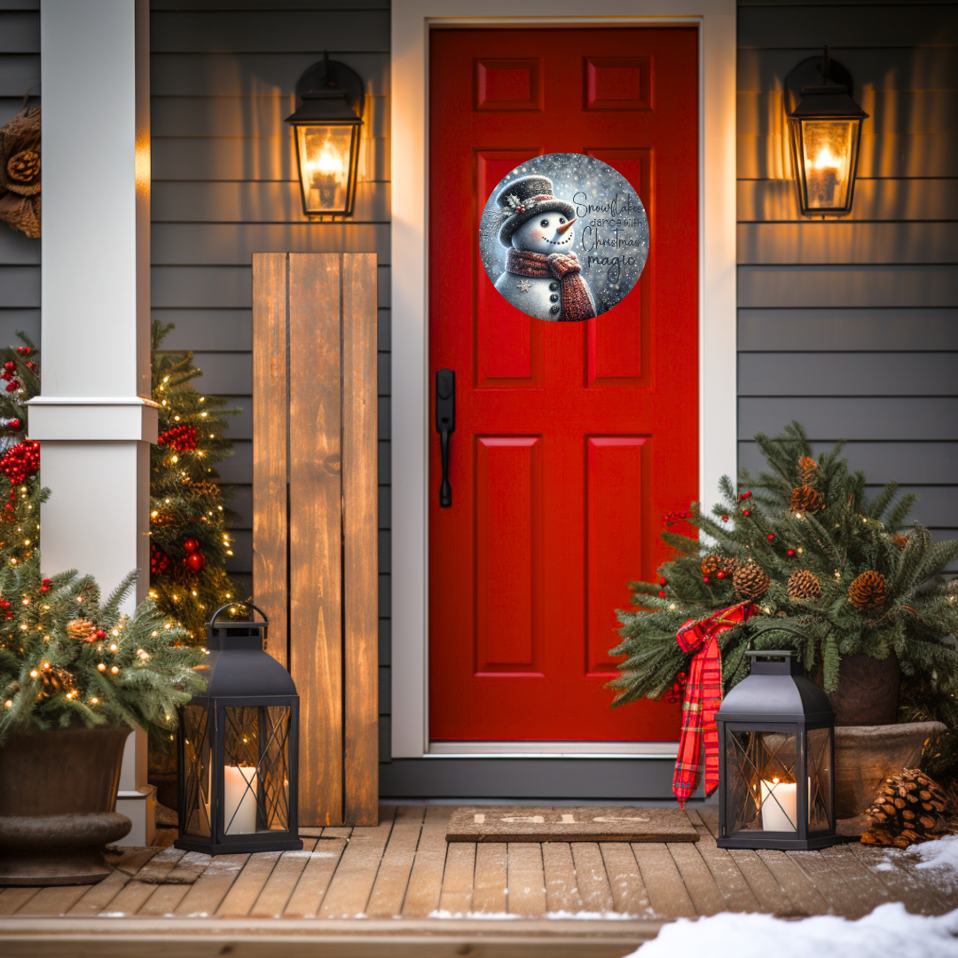 Snowman Magic Of Christmas Round Hanging Door Sign - Door