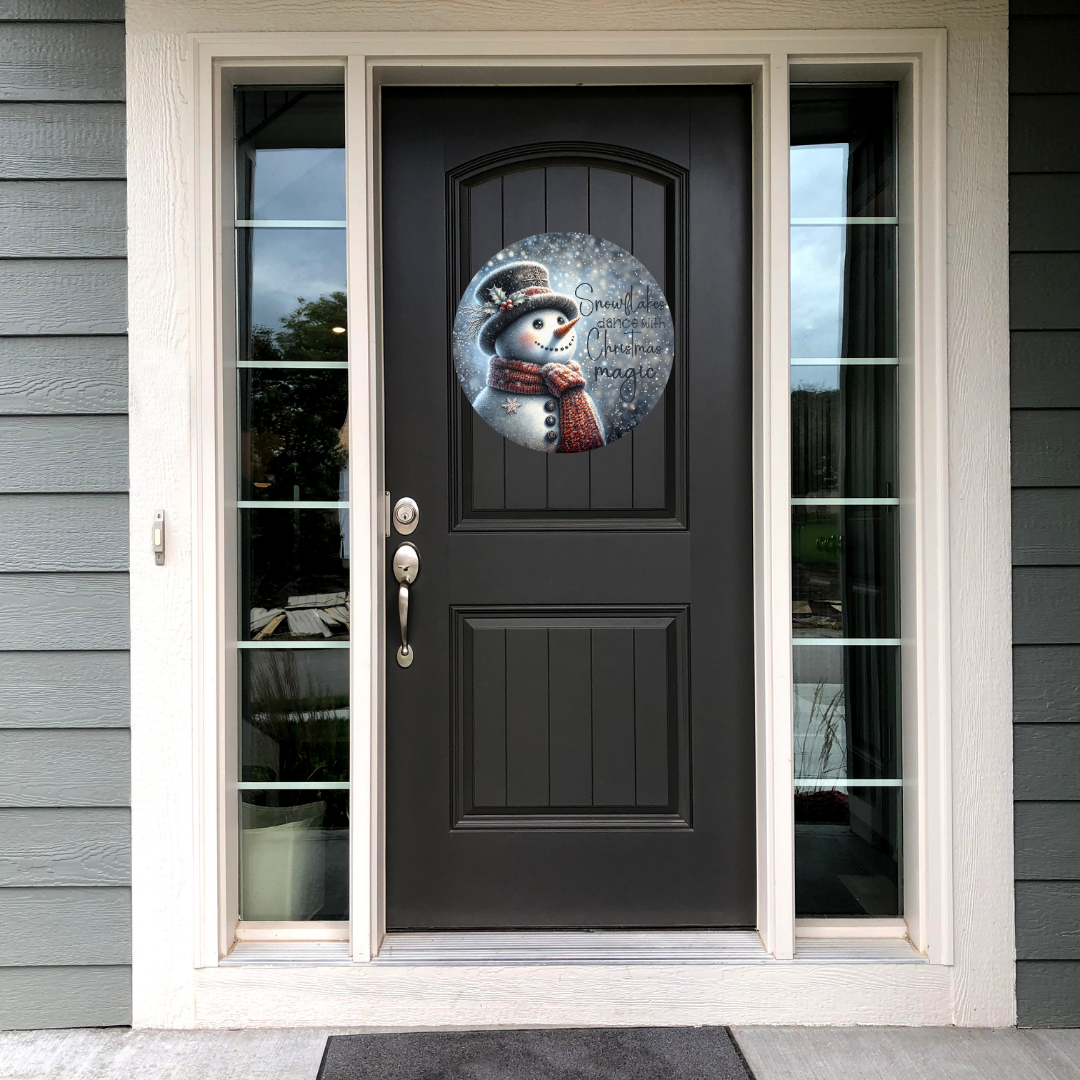 Snowman Magic Of Christmas Round Hanging Door Sign - Door
