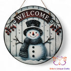Snowman Round Hanging Door Sign Door Sign