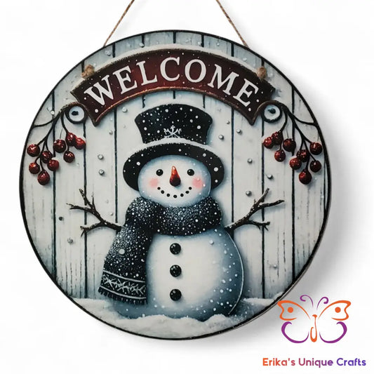 Snowman Round Hanging Door Sign Door Sign