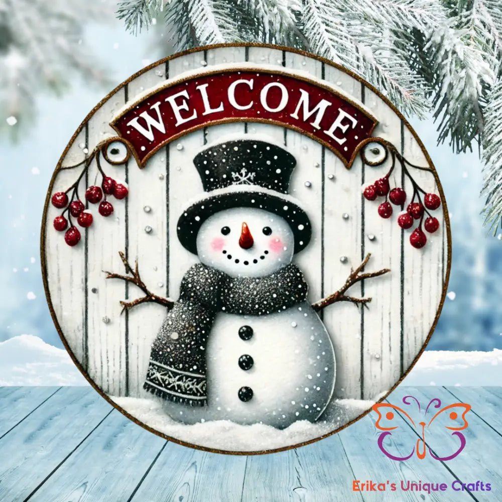 Snowman Round Hanging Door Sign Door Sign