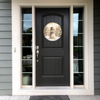 Snowman Winter Landscape Round Hanging Door Sign - Door Sign