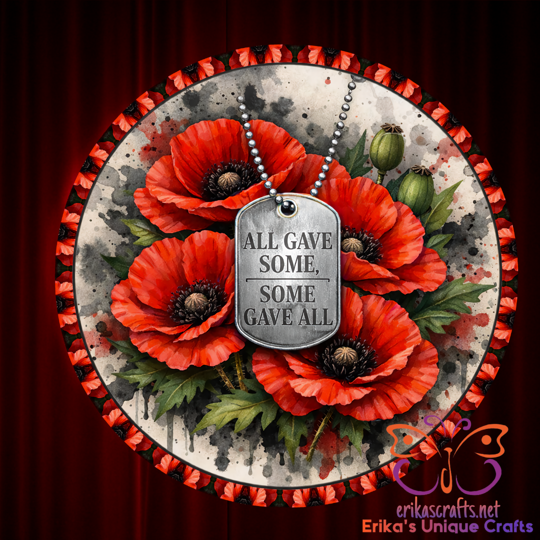 Memorial Day Poppy Door Sign