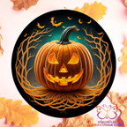 Spooky Jack O Lantern Metal Door Sign