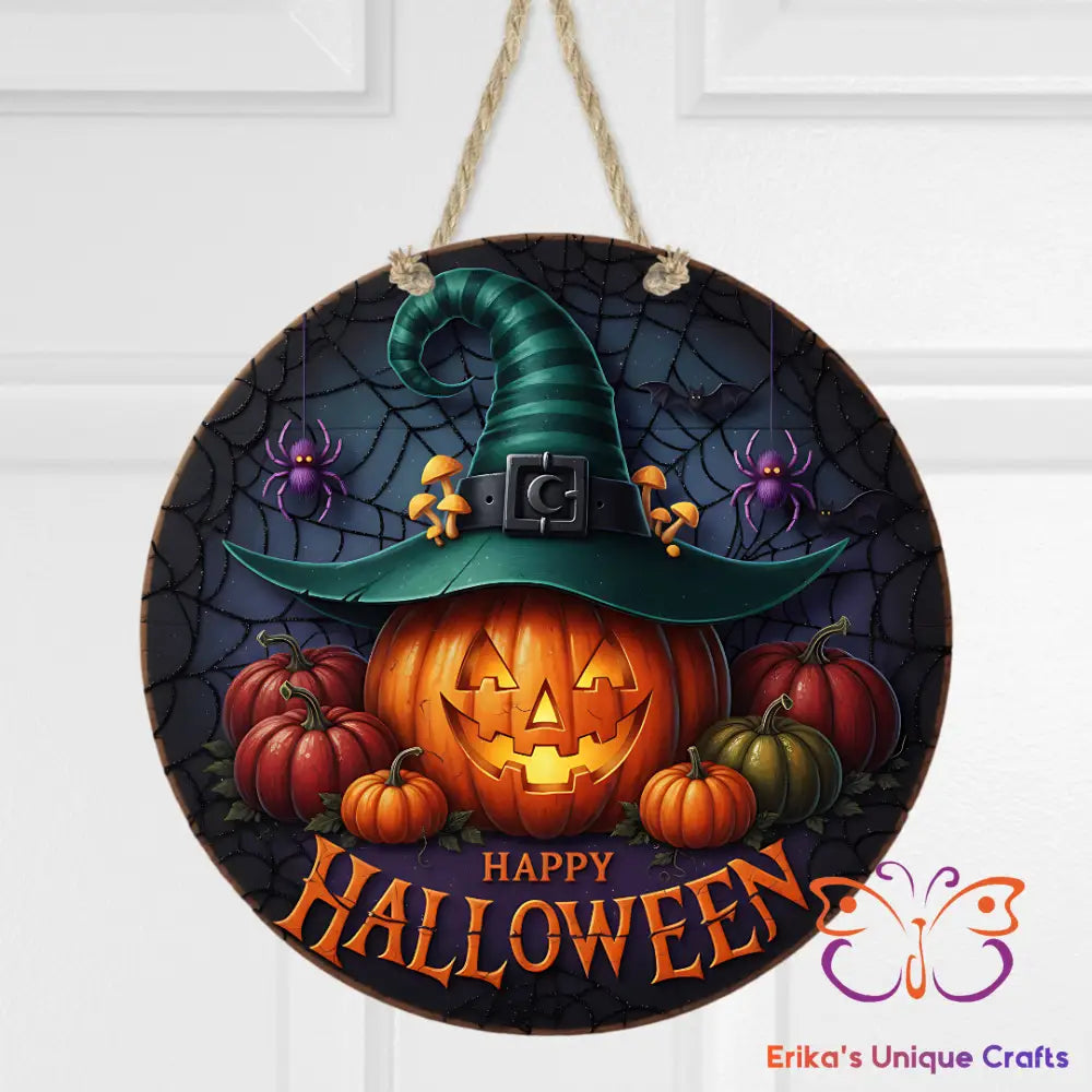 Spooky Halloween Jack O Lantern Round Hanging Door Sign Door Sign