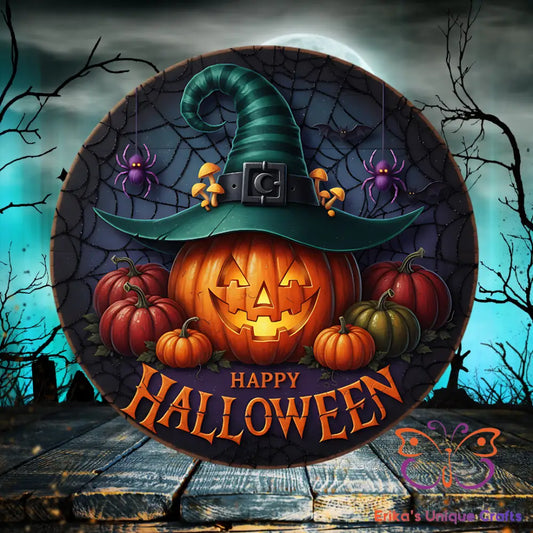 Spooky Halloween Jack O Lantern Round Hanging Door Sign Door Sign
