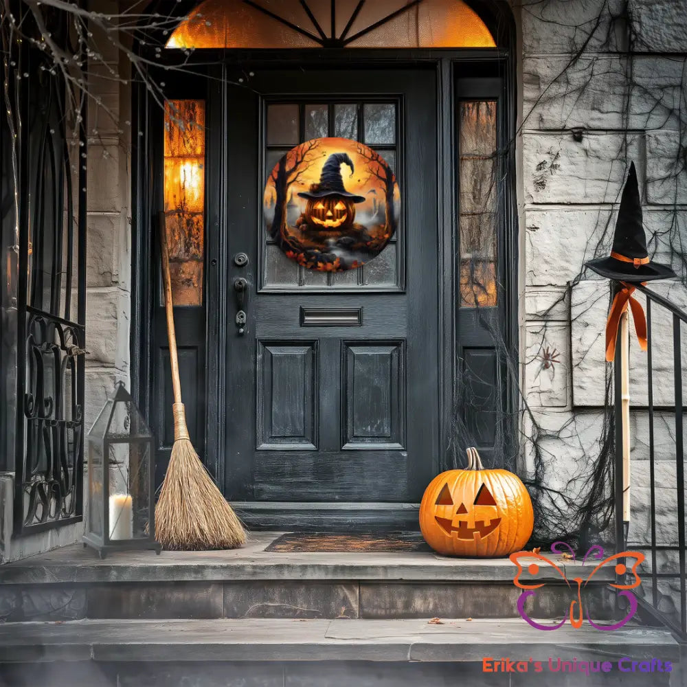Spooky Jack O Lantern Round Hanging Door Sign Door Sign