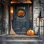 Spooky Jack O Lantern Metal Door Sign