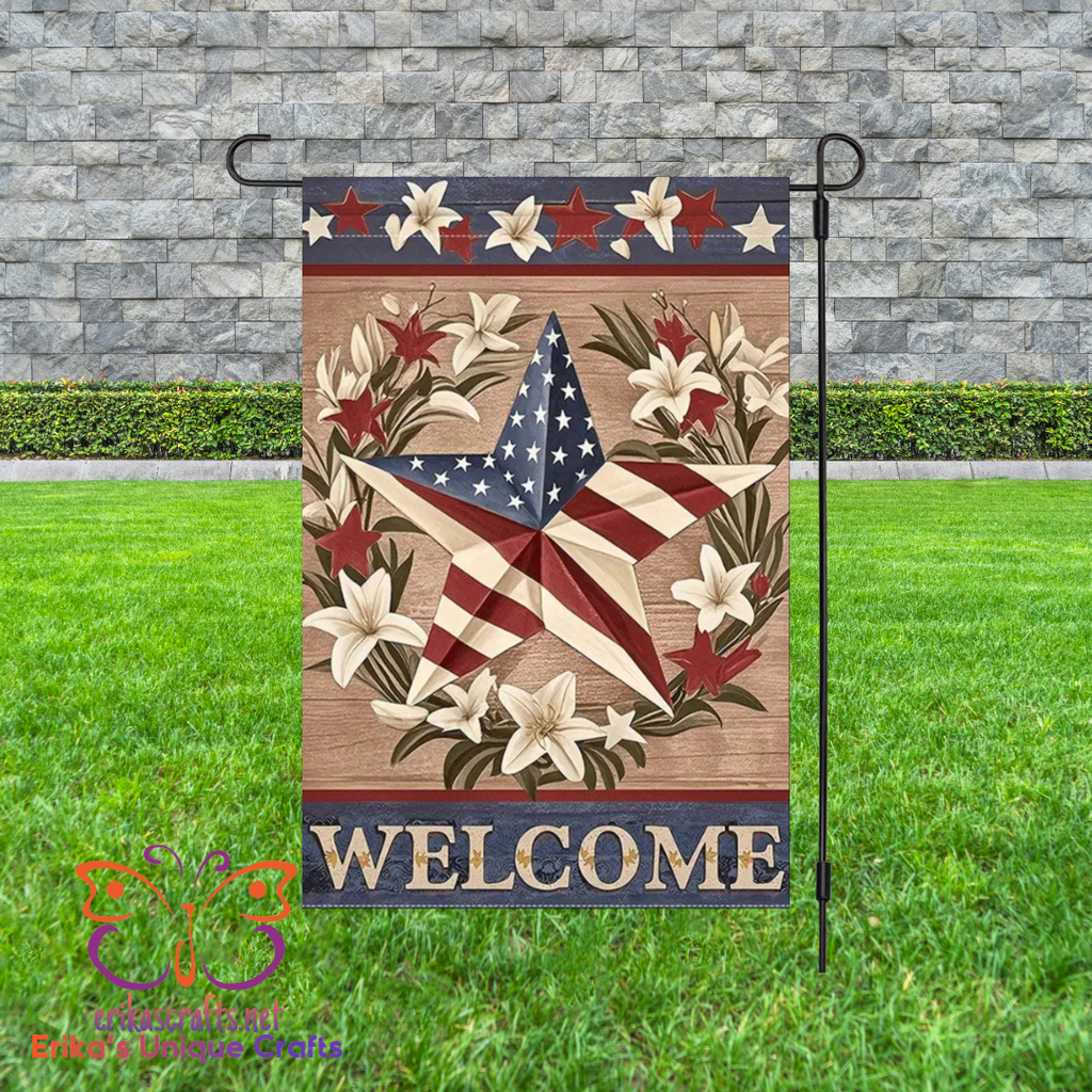 Star Stripes & Lilies Garden Flag - Garden Flag