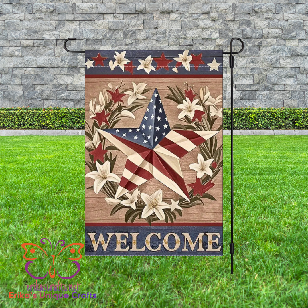 Star Stripes & Lilies Garden Flag