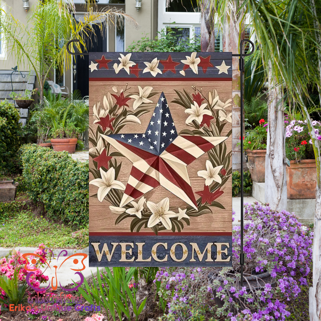 Star Stripes & Lilies Garden Flag