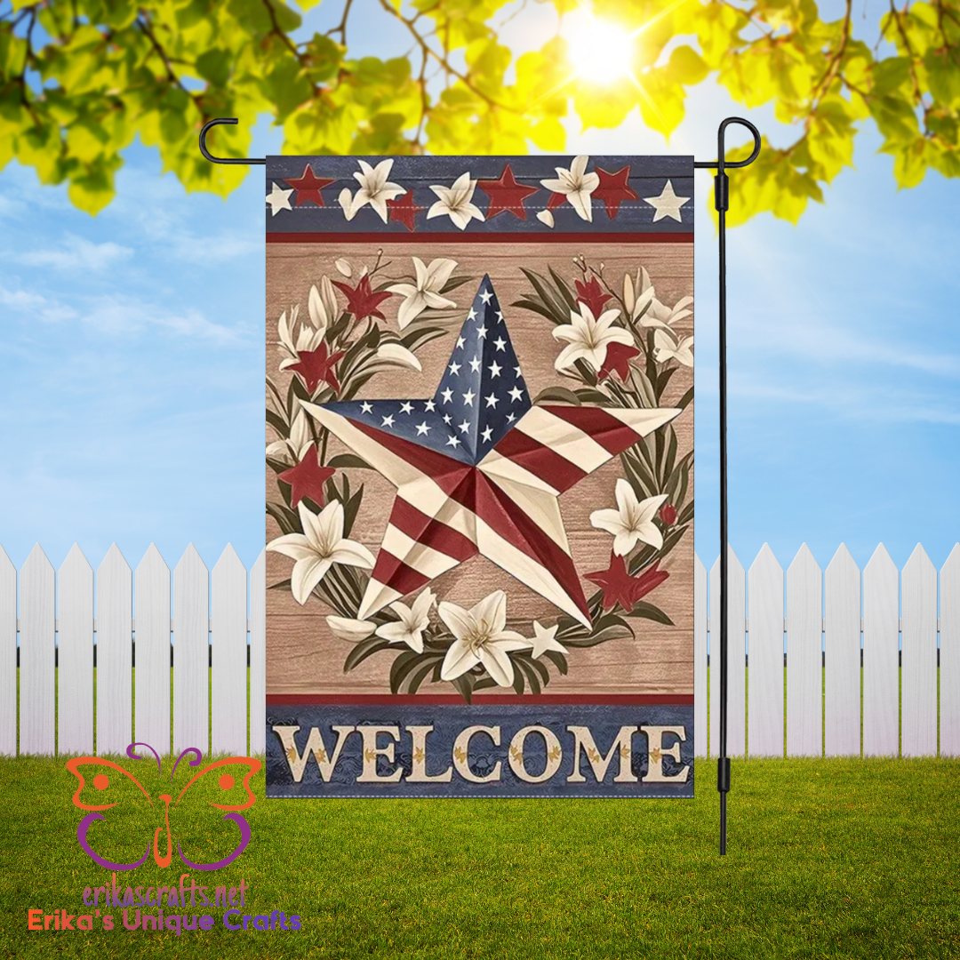 Star Stripes & Lilies Garden Flag