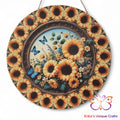 Sunflower Butterflies Round Hanging Door Sign Door Sign