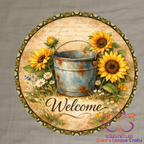 Sunflower Bucket Door Sign