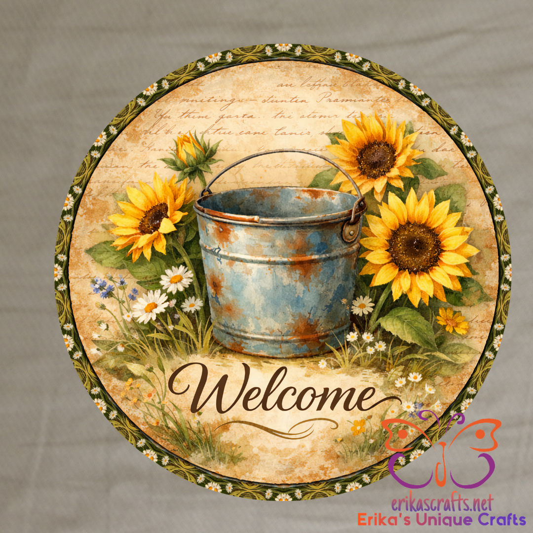 Sunflower Bucket Door Sign
