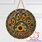 Sunflower Paw Metal Door Sign