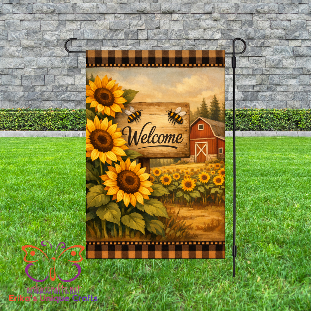 Sunflower Barn Welcome Garden Flag