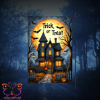 Trick Or Treat Haunted House Garden Flag