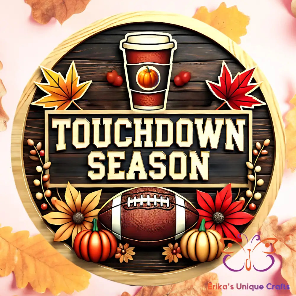Touchdown Season Round Hanging Door Sign Door Sign