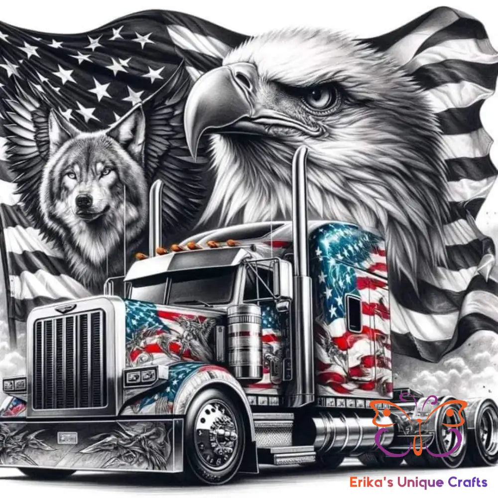 Truck American Flag Eagle Wolf Bullet Thermos Tumbler Bullet Thermos